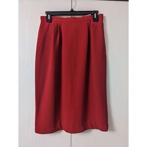 Vintage Women's Red Knee Length Casual Polyester Skirt Size 10P